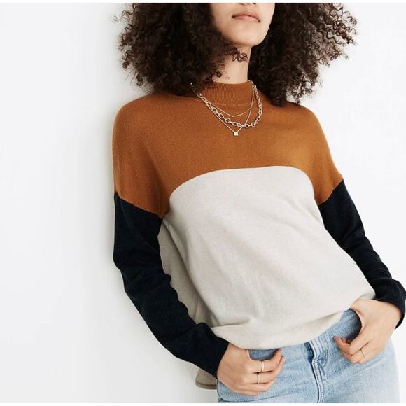 Madewell color block Merino Wool and Alpaca Ashbury sweater - Picture 1 of 9